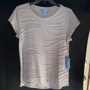Simply Vera Vera Wang Silver Textured Wave Pattern Tee